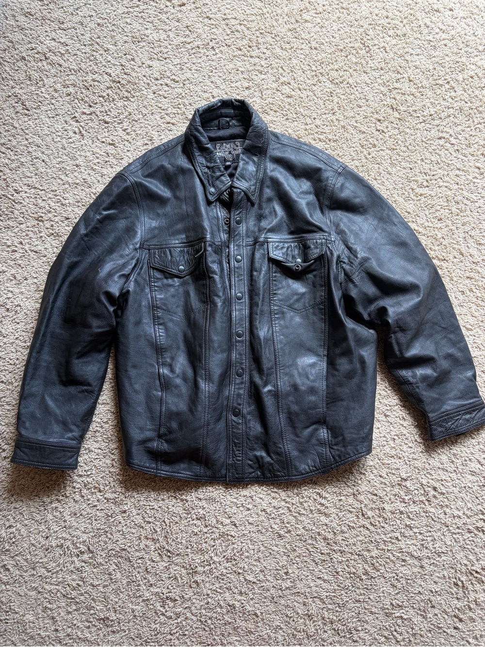 Vintage Leather Gallery Black Heavyweight Trucker Jacket 3XL Big & Tall
